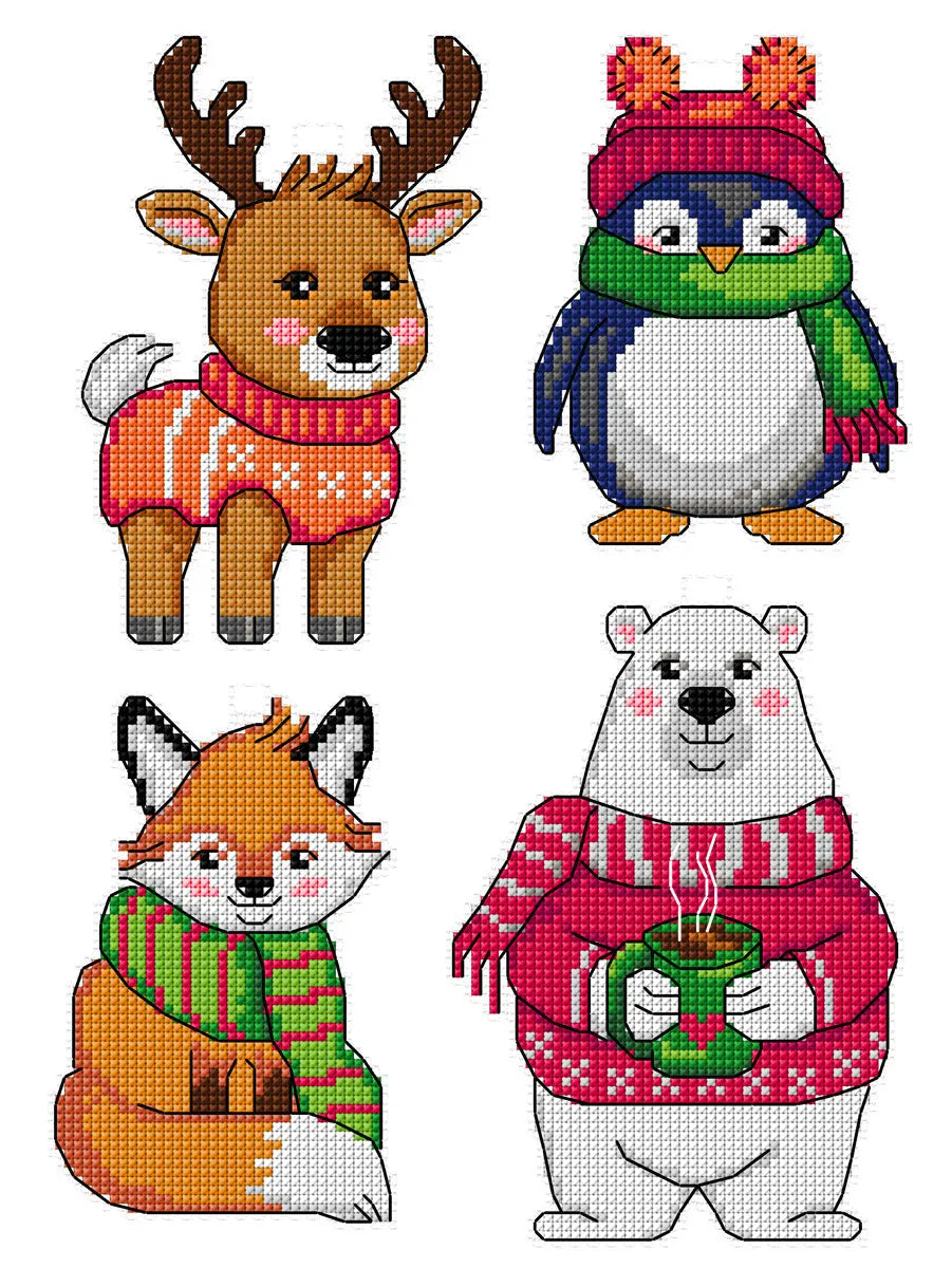 Pets in Sweaters 185CS Counted cross stitch kit with plastic canvas-0