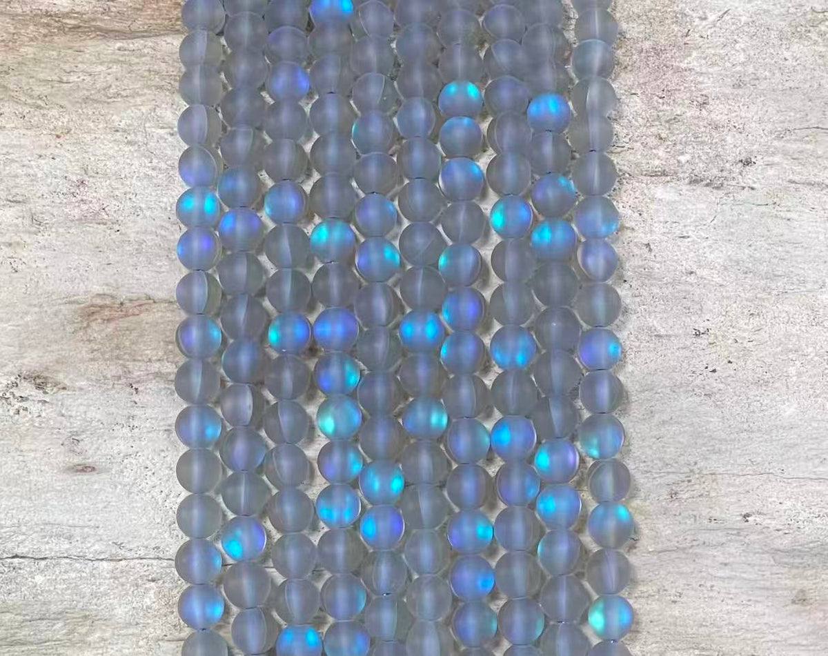Matte Mermaid Glass Beads aka Mystic Aura Quartz, Round 6mm 8mm-11