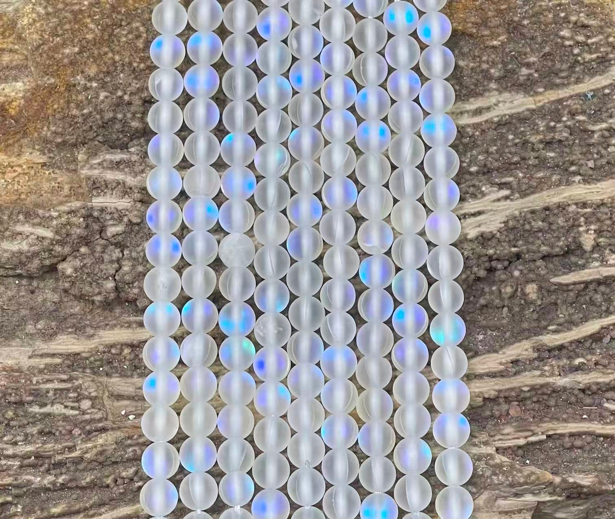 Matte Mermaid Glass Beads aka Mystic Aura Quartz, Round 6mm 8mm-1