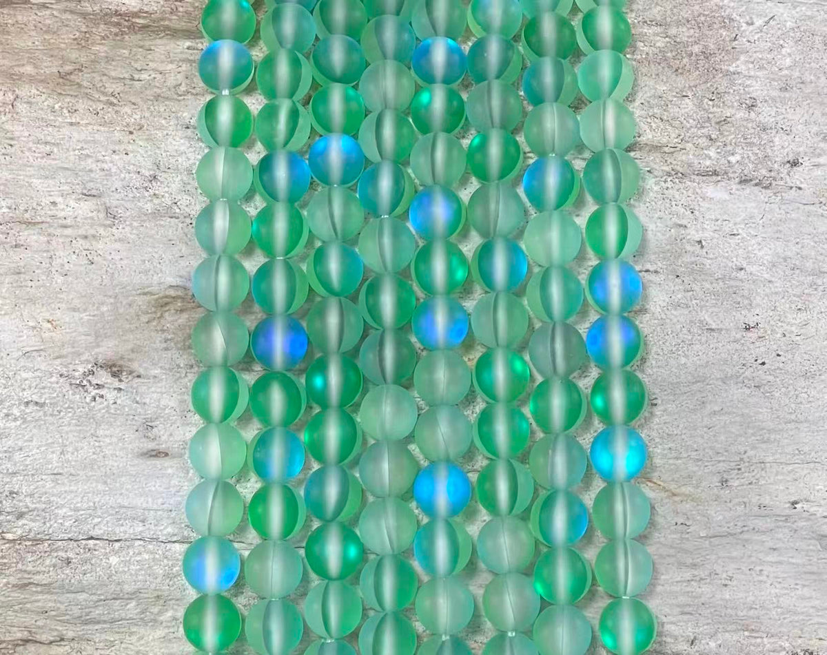 Matte Mermaid Glass Beads aka Mystic Aura Quartz, Round 6mm 8mm-6