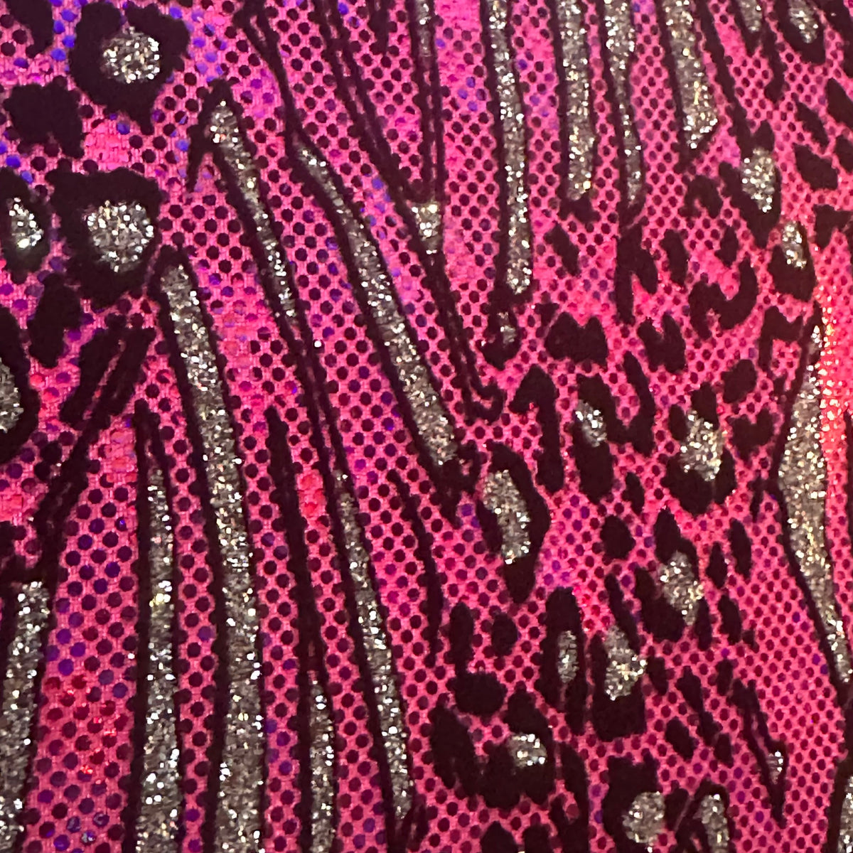 Cheetah Flocking Glitters 4-Way Nylon Stretch Fabric | Spandex Palace-0