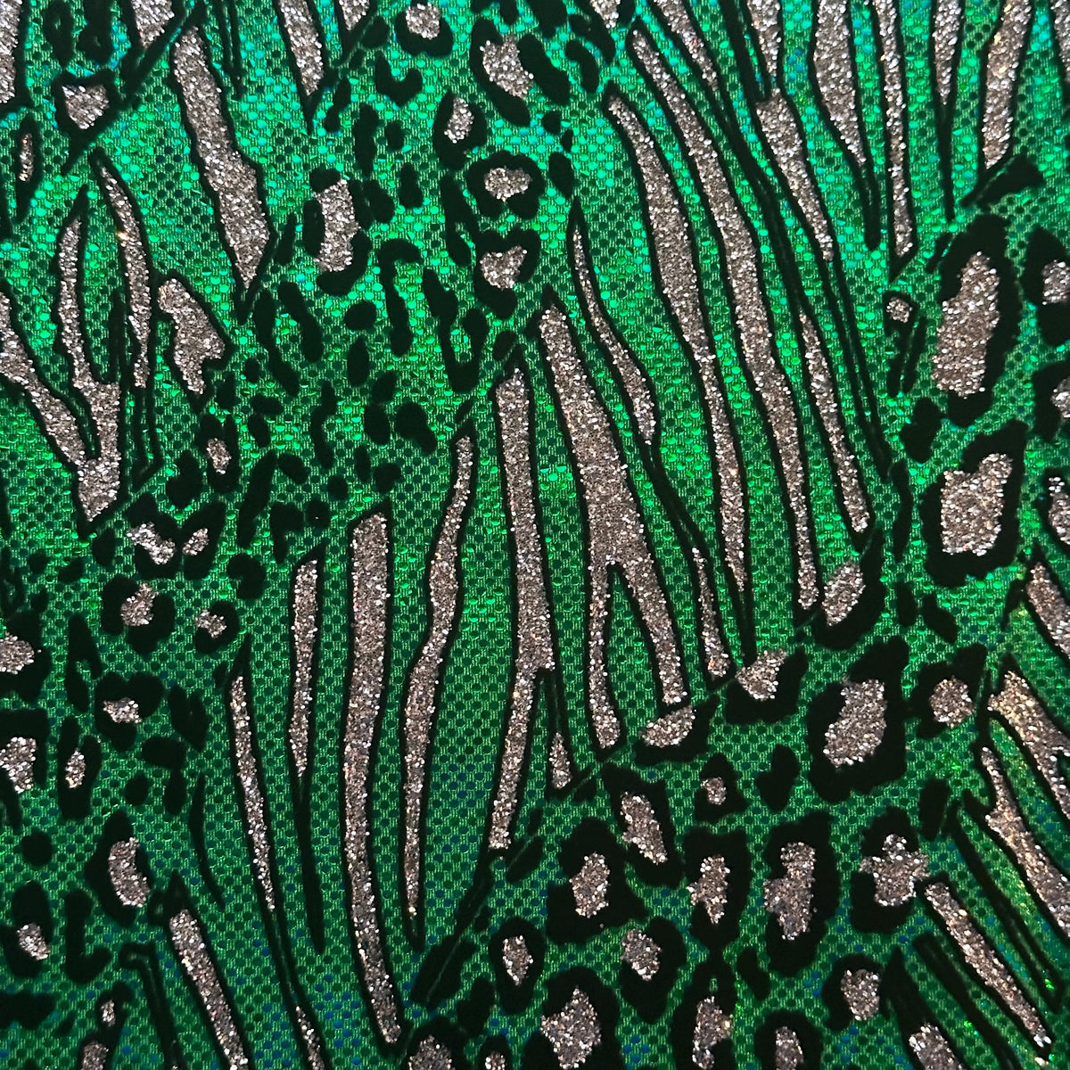 Cheetah Flocking Glitters 4-Way Nylon Stretch Fabric | Spandex Palace-8