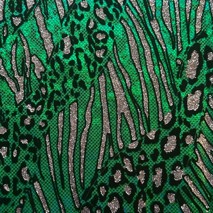 Cheetah Flocking Glitters 4-Way Nylon Stretch Fabric | Spandex Palace-8