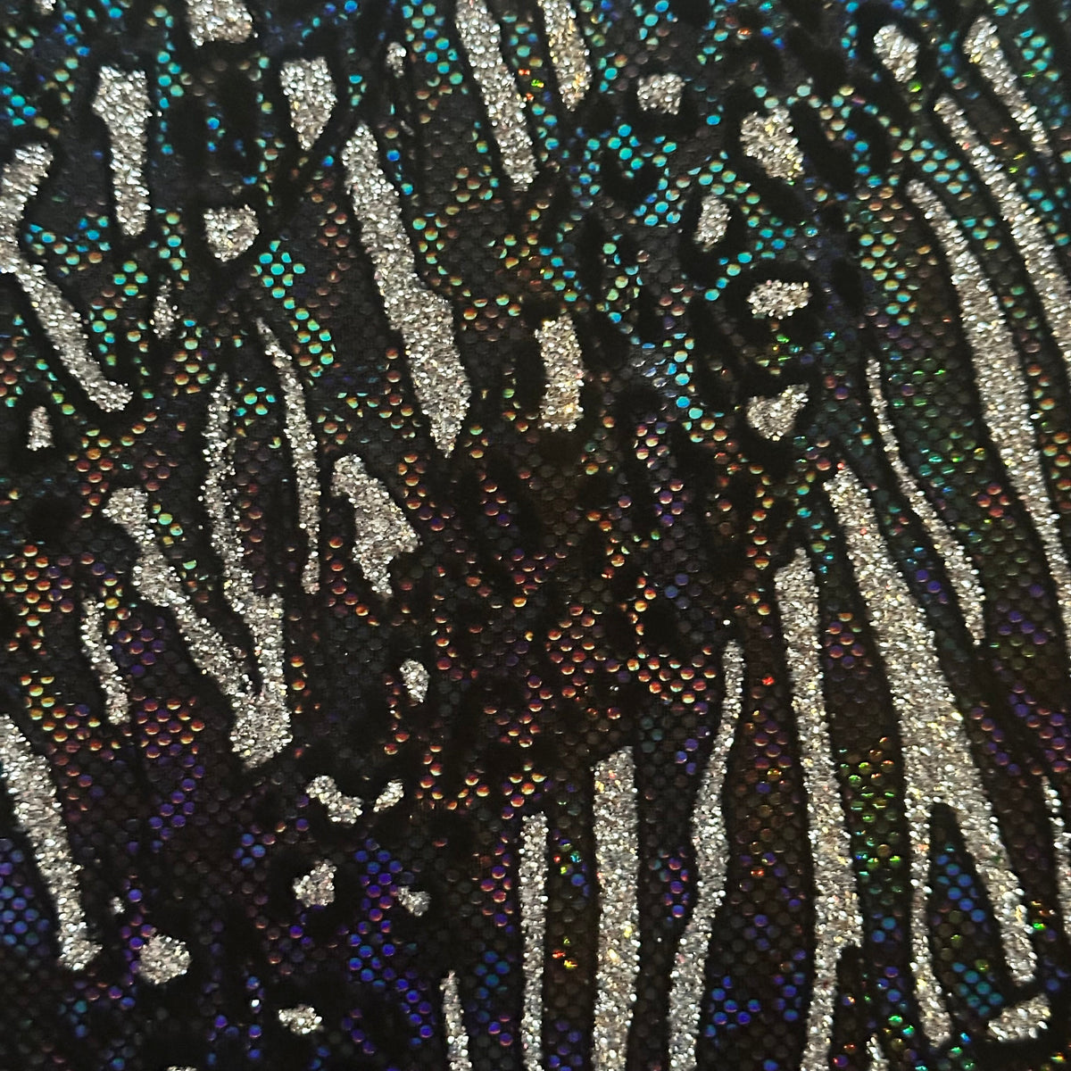 Cheetah Flocking Glitters 4-Way Nylon Stretch Fabric | Spandex Palace-6