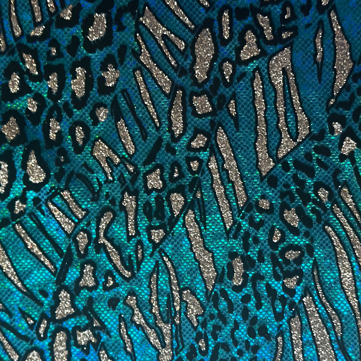 Cheetah Flocking Glitters 4-Way Nylon Stretch Fabric | Spandex Palace-3
