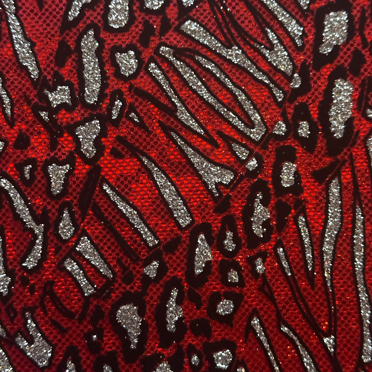 Cheetah Flocking Glitters 4-Way Nylon Stretch Fabric | Spandex Palace-7