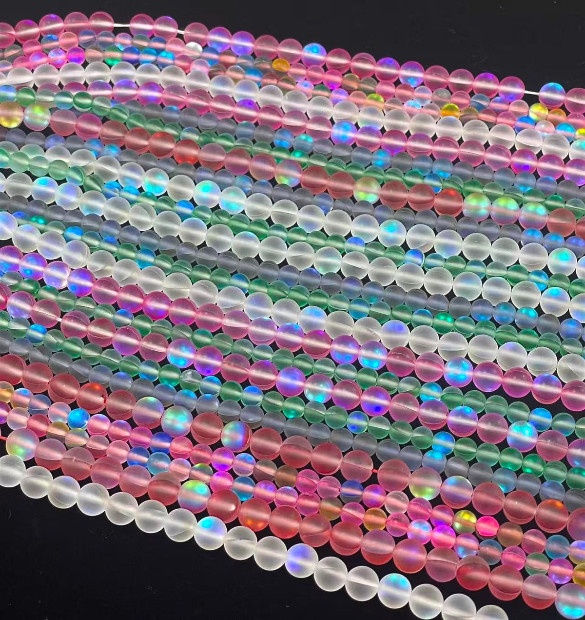Matte Mermaid Glass Beads aka Mystic Aura Quartz, Round 6mm 8mm-0