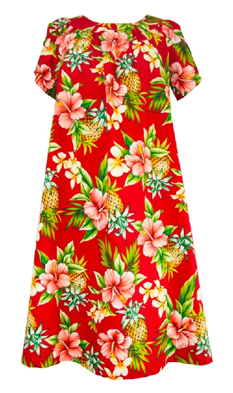 Pineapple Party Womens Tropical Hawaiian Muu Muu in Red Velvet unclassified dresses
