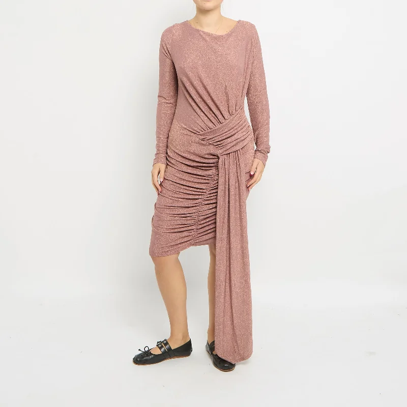 Scoop Neck Sparkly Ruched Trail Dress - UK 12 Polka dot unclassified dresses