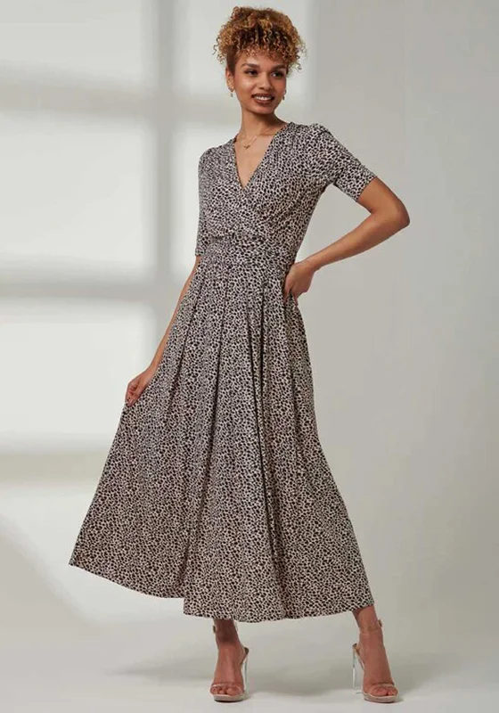Jolie Moi Kenzie Wrap Jersey Maxi Dress, Neutral Animal Plus size unclassified dresses