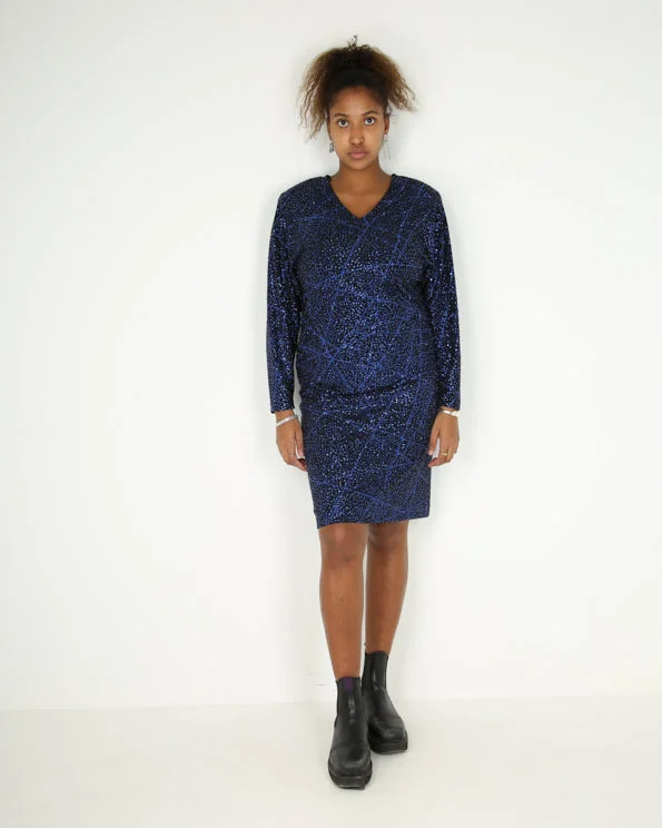 1990's black with glued sequins party dress - S / M Sequin unclassified dresses