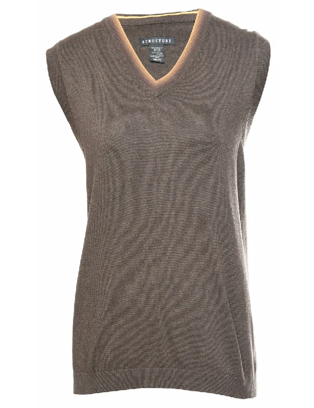 Dark Brown Sweater Vest - M Soft fabric unclassified dresses