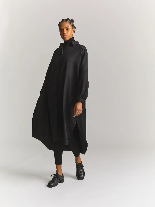 YUKI LONGUE SHIRT - GABERDINE - BLACK Spring unclassified dresses
