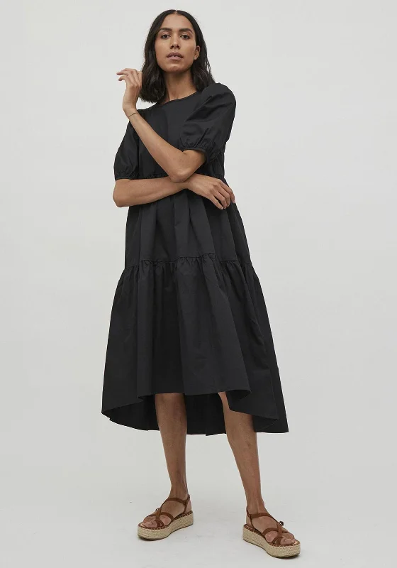 Vila Donna Long Smock Dress, Black Off-shoulder unclassified dresses
