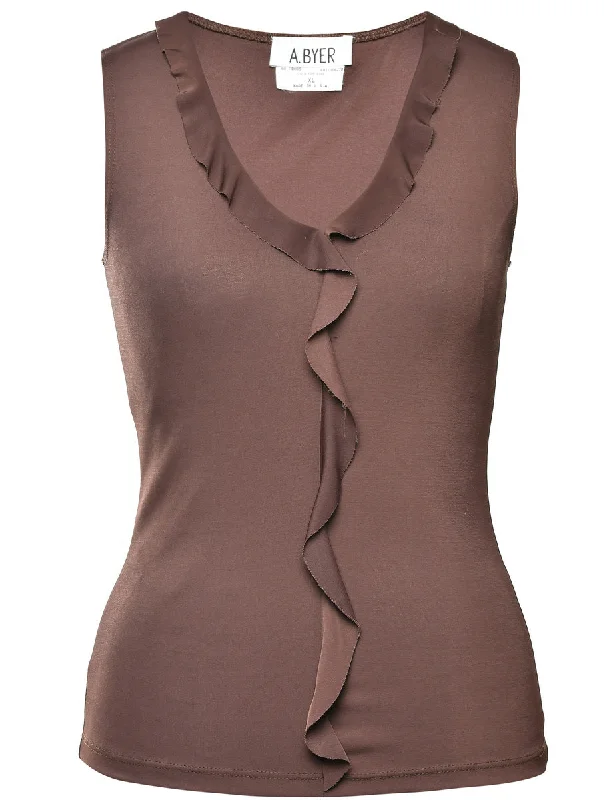Dark Brown Vest - XS Tiered unclassified dresses