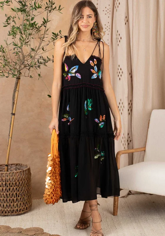 Hope & Ivy The Lindsey Sequin Embellished Tiered Dress, Black Sequin unclassified dresses