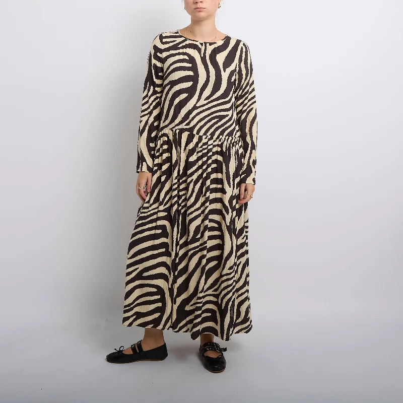 Zebra Print Smock Maxi Dress- UK 8 Embroidered unclassified dresses