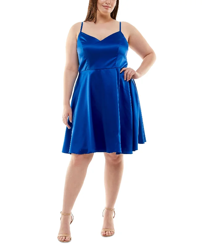 B Darlin Trendy Plus Size Satin A Line Dress Short unclassified dresses