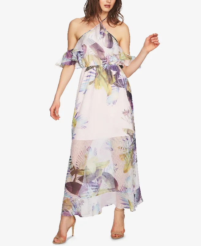Cece Printed Cold Shoulder Maxi Dress Sequin unclassified dresses