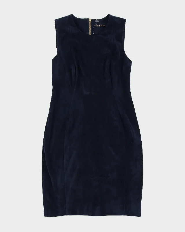 Calvin Klein Blue Faux Suede Sleeveless Dress - M Minimalist unclassified dresses
