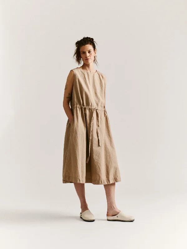 BB DRESS - LIN COT - SAND Backless unclassified dresses