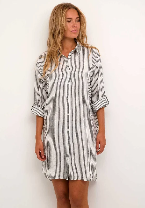Kaffe Milla Linen Blend Shirt Dress, Black Stripe Unique unclassified dresses