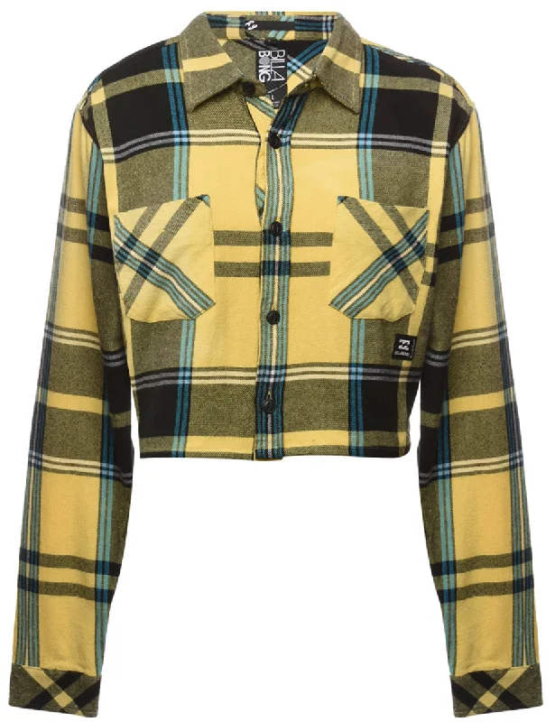 Beyond Retro Reworked Cropped Long Sleeve Flannel Shirt - L Ruffled unclassified dresses