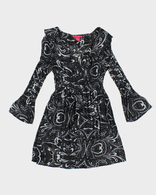 Y2k 00s Sunny Leigh Sheer Ruffle Pattern Dress - S Vintage unclassified dresses