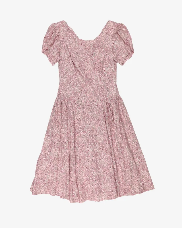 1980s handmade pink patterned prairie dress - M Formal unclassified dresses