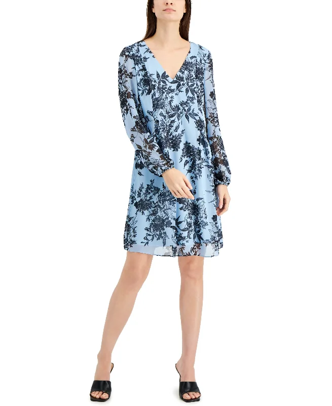 INC International Concepts Printed Chiffon Shift Dress Minimalist unclassified dresses