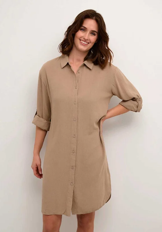 Kaffe Milla Linen Blend Shirt Dress, Chinchilla Comfortable unclassified dresses