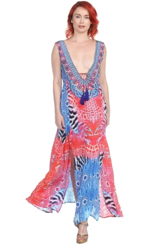 La Moda Resort Beach 2 Two Slit Party Maxi Long Dresses for Women Lounge unclassified dresses