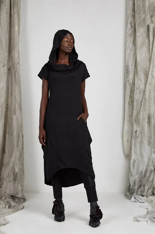 AW21 ARMETIS HOOD DRESS - RAVEN Open-back unclassified dresses